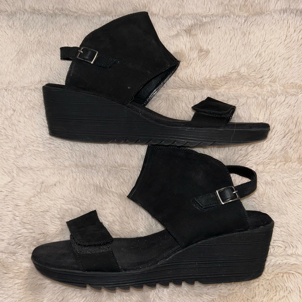 Aerosoles Heel Rest wedge leather sandal In The Bog 9